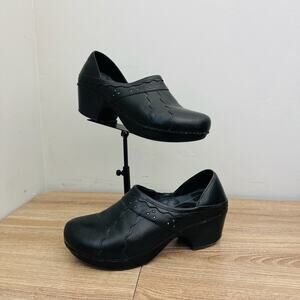 Dansko Hailey Black Leather Professional Clogs Women’s Size 9